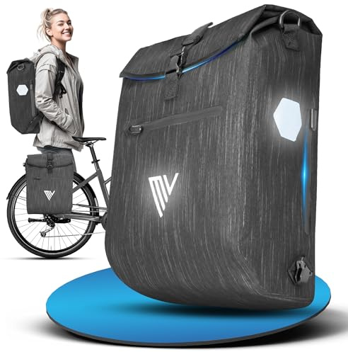 MIVELO 3in1 Fahrradtasche für Gepäckträger - Fahrrad Tasche Rucksack mit gepolstertem Laptopfach - Gepäckträgertasche hinten 100% wasserdicht mit Reflektoren (Graphit, 20 Liter)