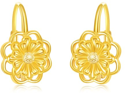 Zinnien Ohrringe Sterlingsilber gelbe Blumen Bügelohrringe Blumenschmuck Zinnien Geschenke für Frauen
