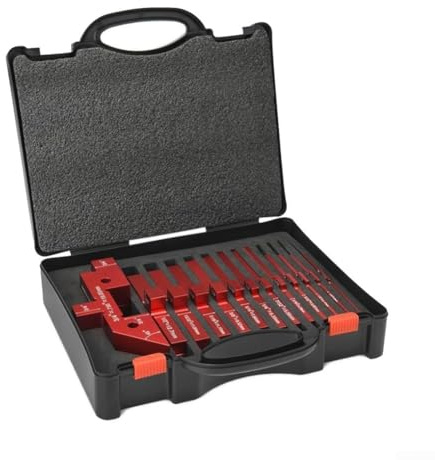 14-teiliges Tisch-Setup-Blöck-Set aus Aluminiumlegierung für präzise Oberfräsen-Bit-Höhenverstellung, Fräs-Dicken- und Tiefenprüfung mit Winkellehre für Tischsägen und mehr
