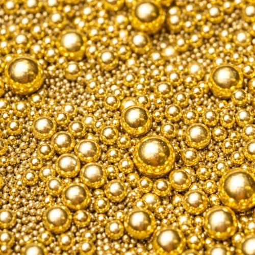 Sweetie Tooth 100g Edible Gold Pearl Sprinkles – Metallic Pearl Sugar Balls Cake Decorations for Cupcakes, Cakes & Party Desserts