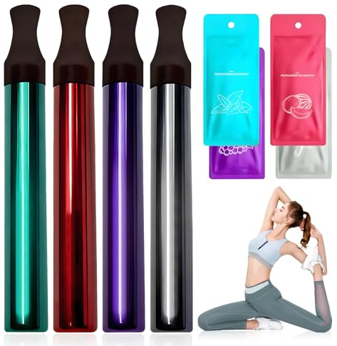 4 pcs Breathing Necklace with Resistance,Breathe Free Necklace Flavoured Filters,Flavoured Air Inhaler for Adults Stress Anxiety Relief,Mindful Relaxation