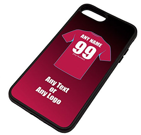 Personalised Gift - Villa iPhone 7 Plus / 8 Plus + Case (Football Design) - Any Name Message Unique TPU Mobile Cover Apple - Aston Ashton Lions Claret and Blue Army Club