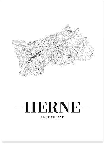 JUNIWORDS Stadtposter - Wähle Deine Stadt - Herne - 21 x 30 cm Poster - Schrift A - Weiß