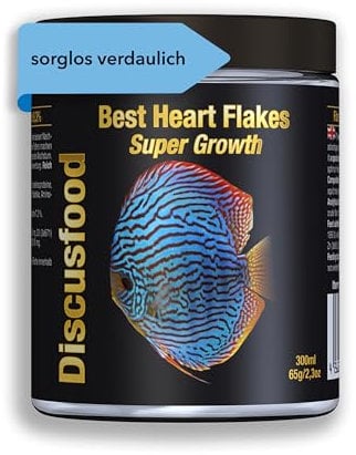 Premium Fischfutter Aquarium 300ml [FÜR WACHSTUM & FARBENPRACHT] - Best Heart Super Growth Flakes - sehr gut verträgliches Granulat Flockenfutter - Aquarienfischfutter