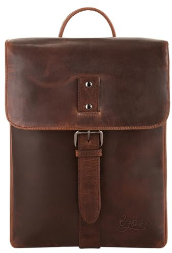 X-ZONE Rucksack Echt Leder Herren, Damen | Business Daypack mit Laptopfach | Messenger Bag für Büro cognac | 020086