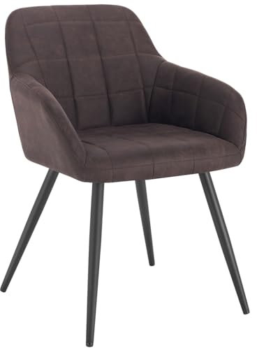 WOLTU Esszimmerstühle 1er Set, für Küche, Wohnzimmer, Schlafzimmer, Küchenstühle mit Armlehnen Metallbeinen, gepolsterte Sitzfäche aus Stoffbezug, bis 150 kg belastbar, Dunkelbraun