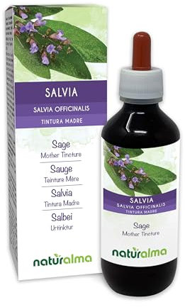 Salbei (Salvia officinalis) Blätter Alkoholfreier Urtinktur Naturalma - Flüssig-Extrakt Tropfen 200 ml - Nahrungsergänzungsmittel - Veganer