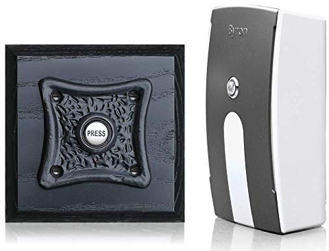 Wireless 125m Doorbell Kit, Period Style Push on Black Ash Plinth (Black/Rustic)