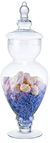 Large Clear Glass Apothecary Jars, Diamond Star Gourd Shape Candy Buffet Display, Elegant Storage Jar, Decorative Wedding Candy Organizer Canisters (Height: 15 Body: 6.7)
