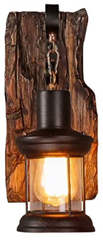 Holz Retro Lichter Rustikale Wohnzimmer Wandlampe EZ7 Lampe Wandleuchte Schlafzimmerwand Einfach Kreativ Vintage Antik Glas Lampenschirm Nostalgie Innen Loft Zimme Design Leuchte,A
