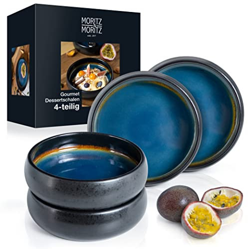 Moritz & Moritz SOLID 4x Kleine Schalen - 300ml - Dip Schälchen aus Steinzeug für Dessert, Snack, Suppe, Salat, EIS, Tapas und Antipasti