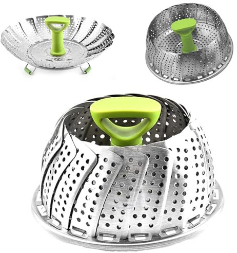 Vaporera Plegable, Olla a Vapor, Vaporera con Cesta Plegable, Vaporera con Mango Desmontable para Verduras, Muy Adecuada Para Cocer al Vapor (Pequeña)