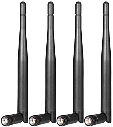 Bingfu Antenna WiFi BiBanda 2,4GHz 5GHz 5,8GHz 3dBi RP-SMA Maschio per Router WiFi Telecamera WiFi Scheda di Rete Senza Fili Adattatore USB Videosorveglianza Estensore di Portata WiFi,4 Confezioni