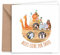 Friendly Fox Karte zur Taufe Arche Noah, 1x quadratische Taufkarte mit Umschlag, zur Taufe Arche Noah, Klappkarte