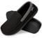 EverFoams Herren Mokassin Pantoffeln Atmungsaktive Komfort Memory Foam Frottee Hausschuhe mit Anti-Rutsch-Gummisohle,Dunkelschwarz,46 EU