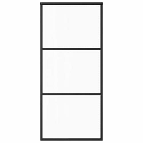 Gecheer Binario per Porta Scorrevole Kit,Kit per Porta Scorrevole,Porte interne,Porta Porta Scorrevole con Kit Montaggio Vetro ESG Alluminio 90x205cm