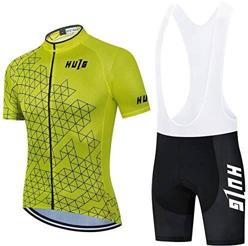Maillot De Cyclisme Pro Homme Maillots De Cyclisme Respirant Cyclisme Jersey 9D Gel Rembourré Respirant Cyclisme Jersey Homme Tenue VTT (Yellow-01,XXXL)
