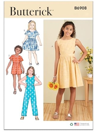 Butterick Sewing Pattern 6908 Dresses, Jumpsuits A (7-8-10-12-14)