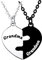 2PCs Heart Necklaces For 2 Matching Heart Pendant Necklace For Women Men Girls Boys Jewellery Gifts For Grandma, Grandad, Mum, Dad, Auntie, Sister, Daughter, Son (Silver Grandma & Black Grandson)