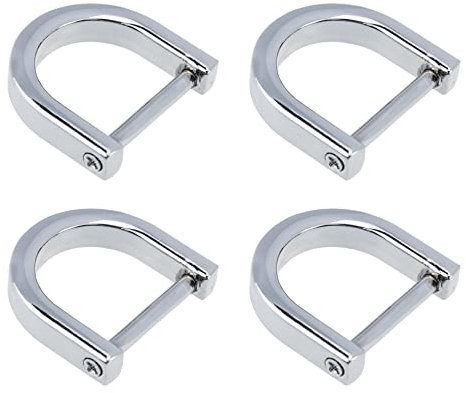 Pufguy 2,7 x 2,5 cm Hufeisen-Ringe, Ersatz-D-Ringe, Schäkel für Geldbörse, Schlüsselanhänger, Lederhandwerk, 4 Stück (Silber)