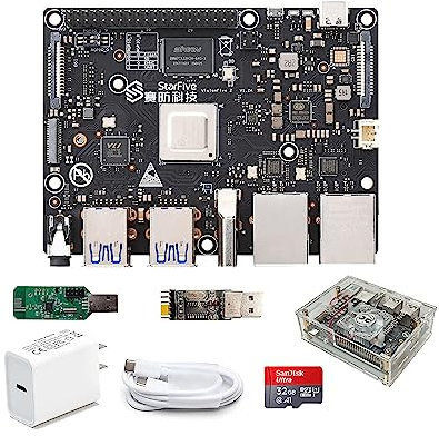 VisionFive2 Linux AI Single Board Computer basierend auf Quad-Core 64-Bit StarFive JH7110 SoC with LPDDR4 4GB RAM 2 x 1GBit LAN Port Gigabit Ethernet Unterstützung OpenGL ES 3.2 (mit WiFi Dongle)