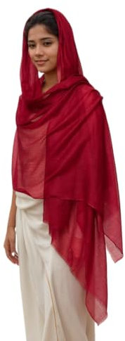 Prettystern Damen 100% Kaschmir-Stola leicht Ring Pashmina-Schal festlich Kaschmir Scarf XL feine Cashmere weinrot