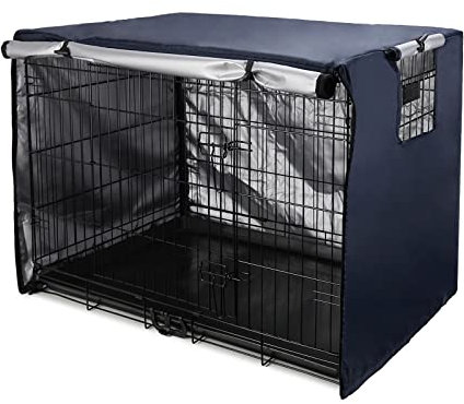 Sensong Hundekäfig Abdeckung für Drahtkäfige 124.5x79x84cm Hundebox Abdeckung Winddicht Langlebig Marineblau für Hundehütten Hundekäfig Zubehör Innen Draussen Zuhause