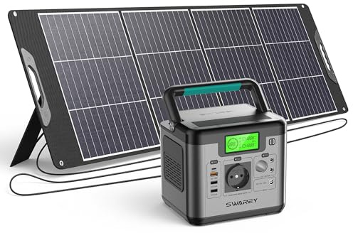 SWAREY Generateur Electrique Portable 518W 220V avec Panneaux Solaire 200W kit Groupes éléctrogènes Solaires Alimentation de Secours