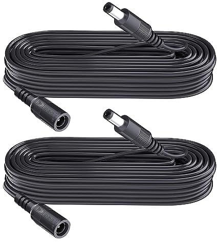 2-Pack 3m DC Power Extension Cable, Plug 5.5mm x 2.1mm, Male to Female, DC 5V 6V 9V 12V 24V for Security Cameras,DVR,Router,Printer,LED Strip, Black