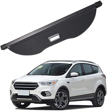 TEMKIN Auto Einziehbarer Kofferraum-Hutablage Kofferraumabdeckung für Ford KUGA 13-2019 Gepäck Security Privatsphäre ZubehöR, Carbon Fiber