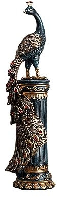 JTBDWOSK Vergoldete Pfauen Statue Simulation Peacock Statue Tabletop Dekorative Pfauen Figur Pfauenkunsthandwerk Dekoration Fengshui Ornament TV Kabinett Wein Rack Eingang Dekoration,Grün