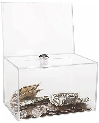 BBTISG Acryl Wahlurne Spendenbox, Acryl Wahlurne mit Schloss Wahlurne Transparent mit Aufkleber für Abstimmungen, Gewinnspiele, Wettbewerbe