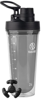 TAKEYA Tritan-Kunststoff-Shaker-Flasche, 680 ml, Premium-Protein-Shakes-Mixer, auslaufsicherer Auslaufdeckel, bruchsicher, Stormy Black