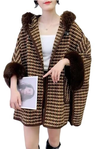 Frauen Winter Oversize Capes Horn Schnalle Vintage Poncho Lose Mantel Mit Tasche As Photo One Size
