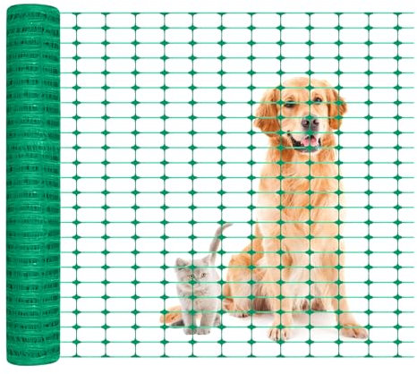 SUBTLETY 30㎡ Absperrzaun Kunststoff Sicherheitsschranken Hundezaun Plastik Maschendraht Netz Nutztierzäune Aufgerollter Gitterschutzzaun Sicherheitszaun Warnnetz für Garten Pool Ranch (1x30m, Grün)