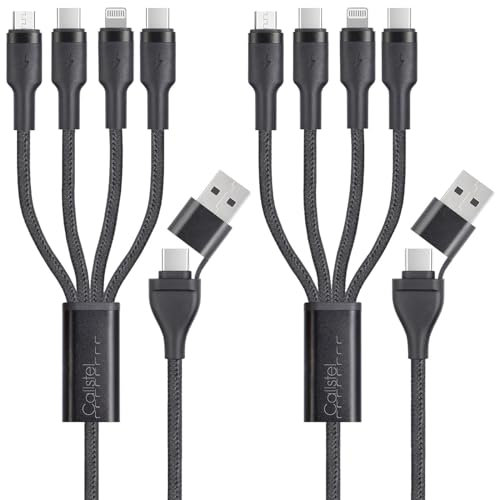 Callstel Multifunktions-Ladekabel: 2 x Lade- & Datenkabel USB-C/A zu USB-C/Micro-USB/Lightning, 30cm, 60W (Laptop Air Ladekabel, USB-C-Multiport-Kabel, Kopfhörer Adapter)