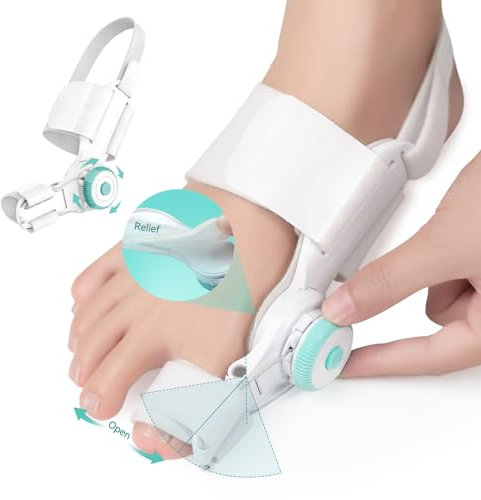 TENICORE Hallux Valgus Korrektur Einstellbarer Knopf Hallux Valgus Schiene Zehenspreizer für Großzehe Begradigen Links Rechts Fuß 1 Stück Dick Silikon Zehentrenner