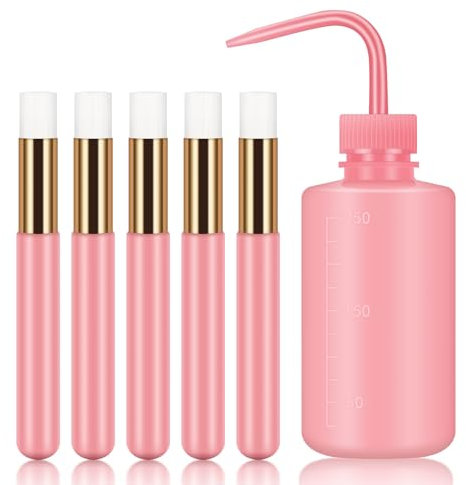 ATOMUS Eyelash Extension Cleaning Kit 5pcs Eyelash Cleaning Brushes with 1pc 250ml Safety Eyelash Cleaning Washing Bottle for Eyelash Extension Eyelash Cleanser Tool Supplies