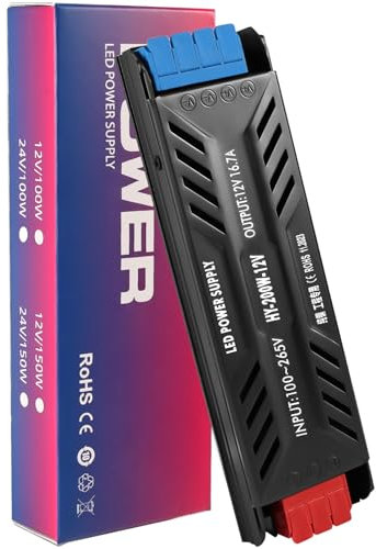 LED Trafo 12V 200W LED Treiber Netzteil, LED Treibe Schaltnetzteil LED Transformator AC 230V auf DC 12 Volt, Kompakter Extrem Konstantspannung Dünner Niedervolttrafo für Neon LED Streifen LED Strip