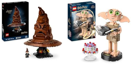 LEGO Harry Potter Cappello Parlante di Hogwarts con Stemma delle Case e 31 Suoni Casuali & Harry Potter Dobby l'Elfo Domestico, Regalo per Ragazze, Ragazzi