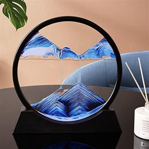 UTTXR Images de Sable Image de Sable Dynamique Art de Sable Art Rond Image de Sable Fluide Flow Art de Sable Décor de Bureau Cadre Noir de 7 Pouces 4.18 (Color : Black Blue Clear)