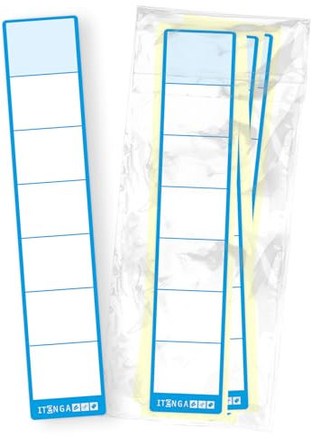 itenga 10x Ordneretiketten SCHMAL Ordnerrückenschild für schmale Ordner I Aufkleber für Ordnerrücken selbstklebend aus Haftpapier 3,6x19cm (blau)