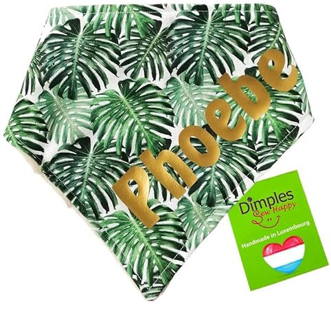Dimples Hundehalstuch personalisierbar - Halstuch mit Hundename - Wunschtext selbst gestalten - Hunde Besitzer Geschenk - Handgemachtes Hunde Accessoire - auch für Katzen geeignet - personalisiert