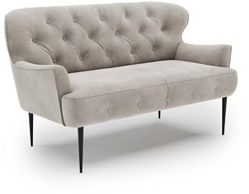 CAVADORE 2-Sitzer Küchensofa Amba, Trendige Sitzbank für Küche oder Esszimmer / 153 x 97 x 87 / Hochwertiges Mikrofaser: Hellgrau