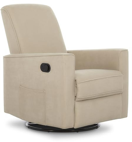 Evolur Raleigh Upholstered Manual Glider Recliner– Rocking & 360° Swivel with Smooth Glide – Greenguard Gold & FSC Certified – Modern Nursery and Living Room Chair in Tan