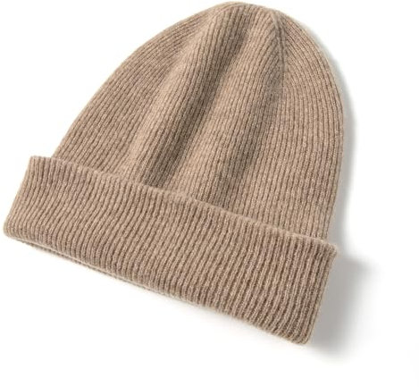 Tinncana 100% Kaschmir Beanie für Frauen und Männer, doppellagige Wintermütze Beanie Hat (DE/NL/SE/PL, Alphanumerisch, Einheitsgröße, Camel)