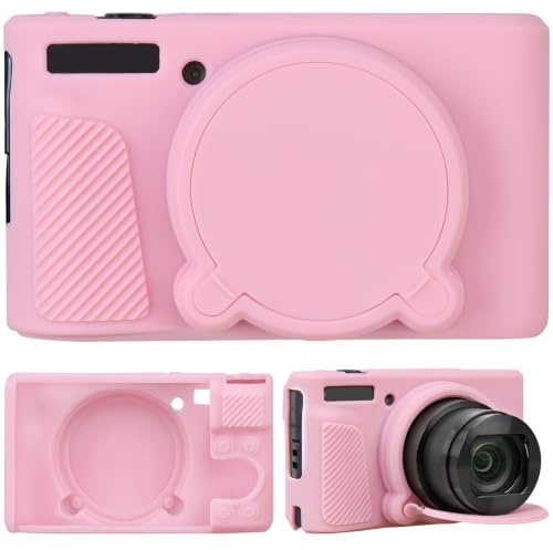 Supmay Silicone Case for Canon PowerShot SX740 HS/ SX730 HS Digital Camera, Soft Silicone Protective Bag with Removable Lens Cover, SX740/ SX730 Silicone Cover Rubber Soft Camera Case, Pink