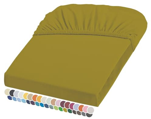 liebling Elasthan Spannbetttuch 90x200 bis 100-220 cm, mit Rundumgummizug, Blickdicht faltenfrei & atmungsaktiv, Ökotex 100, Matratzen bis 26 cm Höhe, Oliv