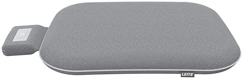 Leitz iComfi kompaktes beheizbares Kissen, kabelloses Wärmekissen zum Sitzen, auch für unterwegs, 15 Std Akkulaufzeit, 3 Wärmestufen, Schnellaufheizung, Abschaltautomatik, Grau, 40x30x3cm, 65920085