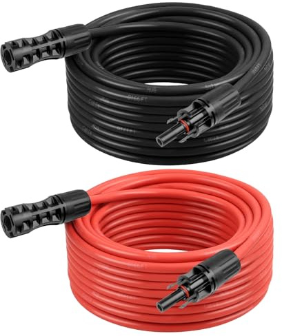 Kimbluth 8 AWG Solar Extension Cable 30FT Black + 30FT Red, 8 Gauge Solar Panel Wire Male to Female Tinned Copper Wire for Solar Panel, Automotive, RV, Boat, Outdoors